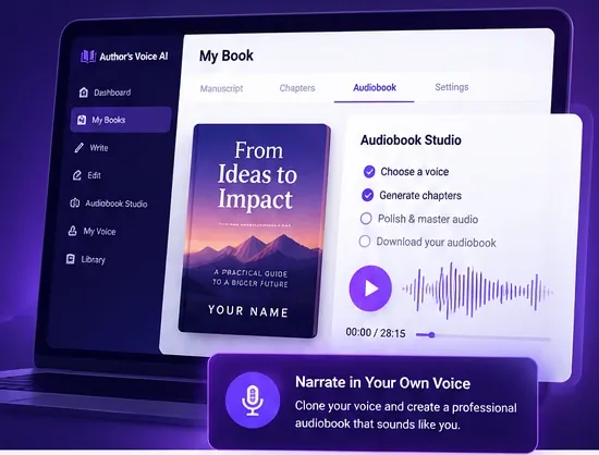 Author's Voice AI book and audiobook studio preview
